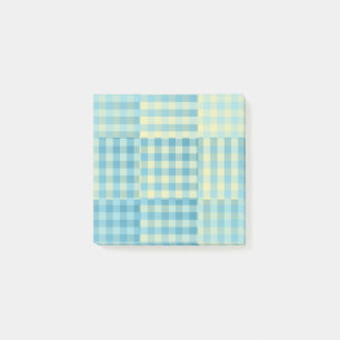 Gelb Blau Karo Patchworkmuster Post-it Klebezettel