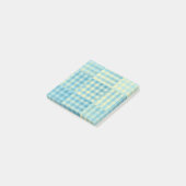 Gelb Blau Karo Patchworkmuster Post-it Klebezettel (angewinkelt)