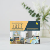 Gelb blau Nur verkauft echte Anwesen-Anzeigenvorla Postkarte (Stehend Vorderseite)