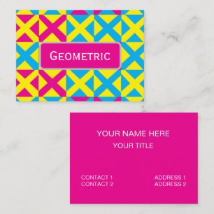 Gelb Blau Rosa Quadrat Geometrisches Muster Visitenkarte