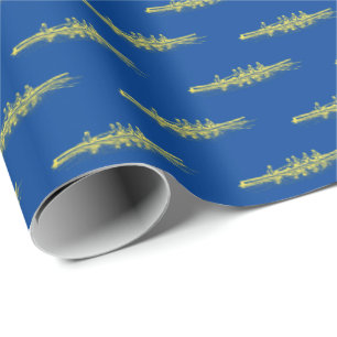 Gelb Blau Rudern Ruderer Crew Mannschaft Wasserspo Geschenkpapier