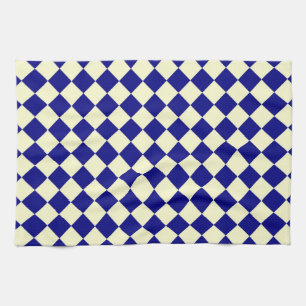 Gelb Blau Schachbrett Diamantmuster  Geschirrtuch
