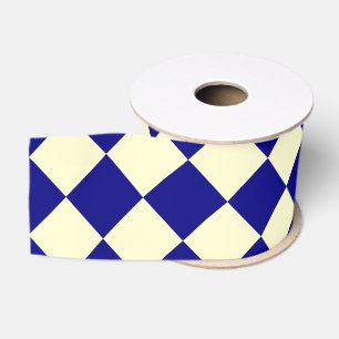 Gelb Blau Schachbrett Diamantmuster Ripsband