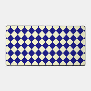 Gelb Blau Schachbrett Diamantmuster  Schreibtischunterlage