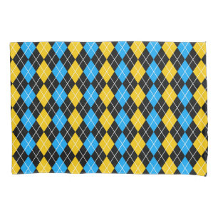 Gelb Blau Schwarz Argyle Diamant Design Kissenbezug