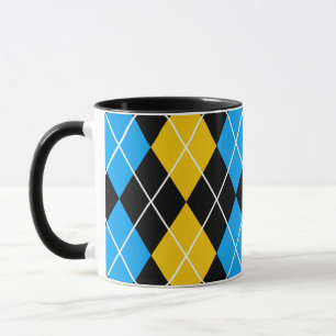 Gelb Blau Schwarz Argyle Diamant Design  Tasse