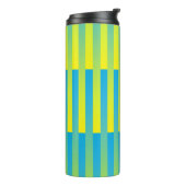 Gelb Blau Streifenmuster Thermosbecher (Nach links gedreht)