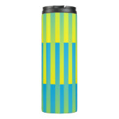 Gelb Blau Streifenmuster Thermosbecher (Rückseite)