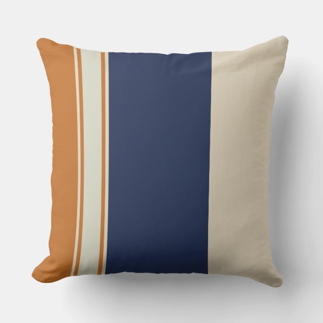 Gelb Blau und Perlen Streifen Kissen (Vorderseite)