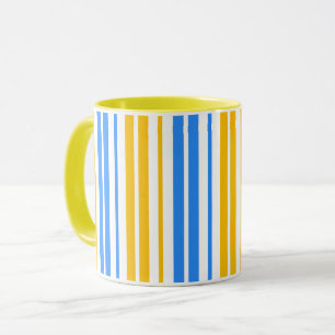 Gelb Blau und Weiß Vertikal gestreiftes Muster  Tasse