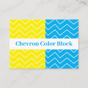 Gelb Blau Weiß Chevron-Farbbblockmuster Visitenkarte