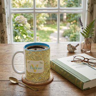 Gelb-blaue florale Paisley personalisiert Zweifarbige Tasse
