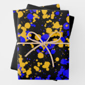 Gelb Blaue Raptor Spritzfarbe  Geschenkpapier Set (Beispiel)