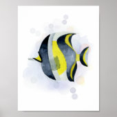 Gelb Blaue Tropische Fische Ozean Thema Poster (Vorne)