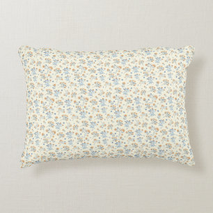 Gelb Blaue Vintage-Wildblumenmuster   Dekokissen