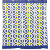 Gelb-blauer Blumen-Duschvorhang Duschvorhang (Vorderseite)