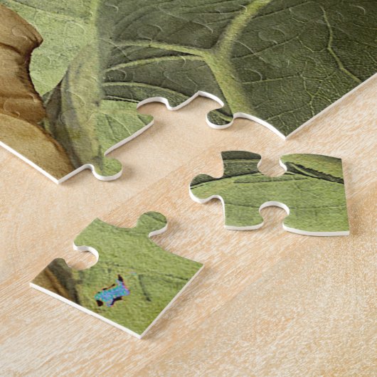 Gelb blauer Boho Rustikale Landblume Puzzle (Seite)