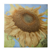 Gelb blauer Garten Land Blume Fliese (Vorderseite)