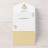 Gelb blauer Heißluftballon Babydusche All In One Einladung (Außenbereich)