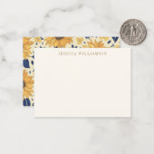 Gelb blauer Sonnenblumenbeutel Individuelle Name Mitteilungskarte (Vorderseite/Rückseite Beispiel)