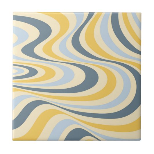 Gelb-blaues abstraktes Wirbeldesign Fliese (Vorderseite)