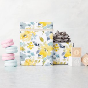 Gelb-blaues Aquarellmuster Geschenkpapier