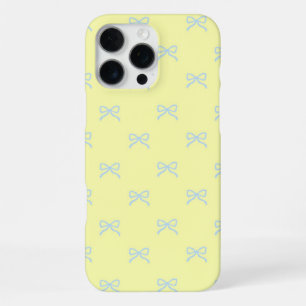 Gelb Blaues Schleifenmuster Coquette Mädchen Frühl iPhone 16 Pro Max Hülle