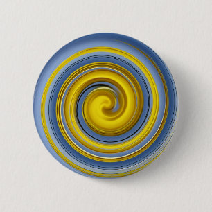 Gelb-blaues Spiralmuster Button