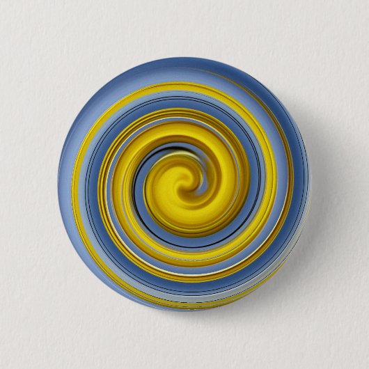 Gelb-blaues Spiralmuster Button (Vorderseite)