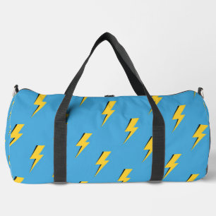 Gelb-Blitz Blau Hintergrund Y2K-Muster Duffle Bag