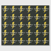 Gelb Blitz Licht Blitz personalisierter Geburtstag Geschenkpapier (Flach)