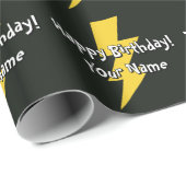 Gelb Blitz Licht Blitz personalisierter Geburtstag Geschenkpapier (Rolleneckpunkt)