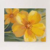 Gelb Blumen Wasserfarbe Frühlingsblüten Gemalt Puzzle (Horizontal)