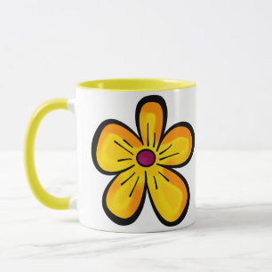 Gelb Blütenmotiv Tasse