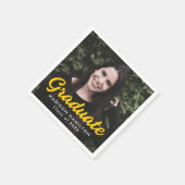 Gelb | Bold Script Foto Abschluss Serviette (Ecke)