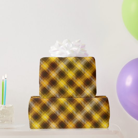 Gelb Braun Ernte Kariert Honig Karomuster Geschenkpapier (Partygeschenke)