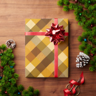 Gelb Braun Ernte Kariert Honig Karomuster Geschenkpapier