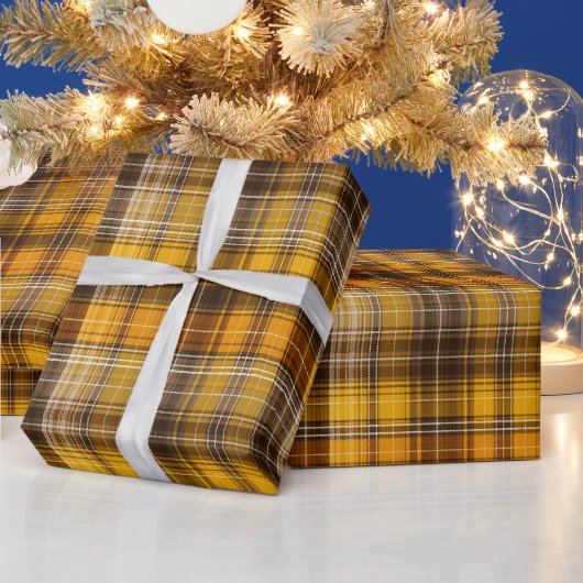 Gelb Braun Ernte Kariert Honig Karomuster Geschenkpapier (Feiertage)