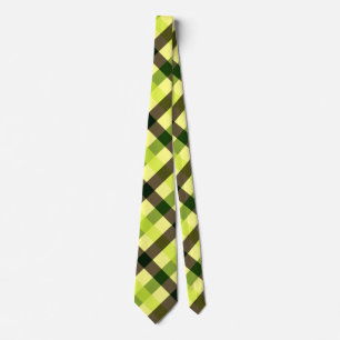 Gelb, braun und grüner Diagonal Gingham Krawatte