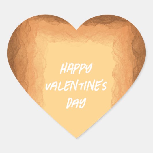 Gelb - Brauner Valentinstag Herz-Aufkleber (Vorderseite)