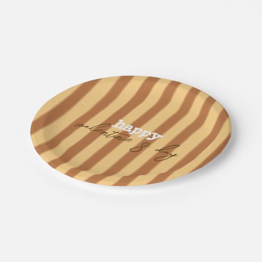 Gelb - Brauner Valentinstag Pappteller (Schrägansicht)