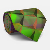Gelb bräunliches Grün und 3D- oder Dreiecke Krawatte (Gerollt)