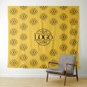 Gelb Business Logo Schritt und Wiederholung Hinter Wandteppich