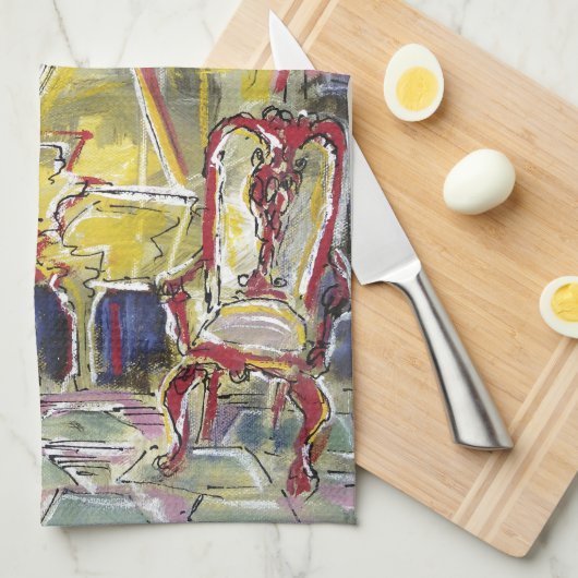 Gelb, Cello Geschirrtuch (Viertel Falte)