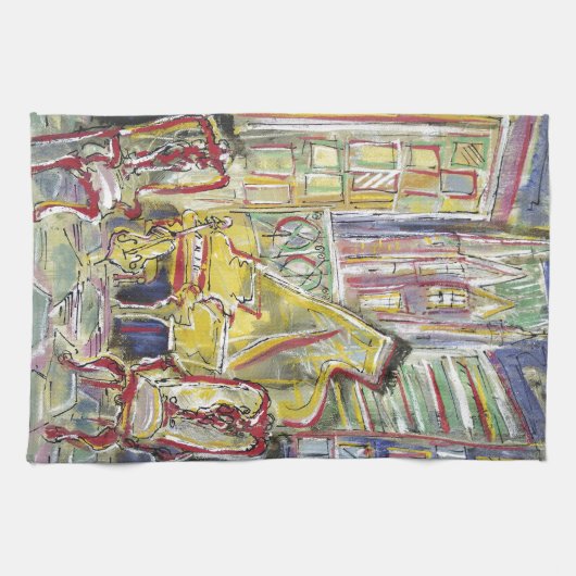 Gelb, Cello Geschirrtuch (Horizontal)