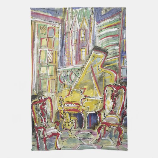 Gelb, Cello Geschirrtuch (Vertikal)