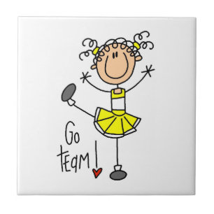 Gelb Cheerleaderin Go Team Fliese