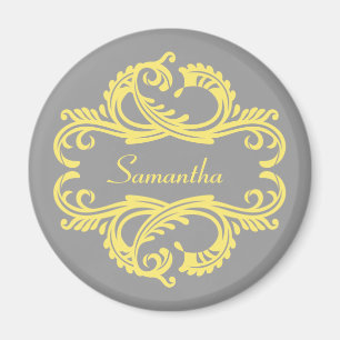 Gelb Chic Damast Magnet