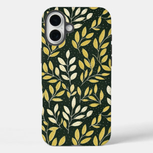 Gelb-cremefarbene blättrige Zweige Muster  iPhone 16 Plus Hülle
