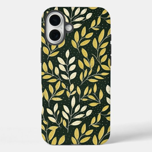 Gelb-cremefarbene blättrige Zweige Muster  Case-Mate iPhone Hülle (Rückseite)